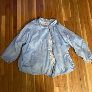 Used Venezia women’s light blue button up jacket with pockets with inside lining